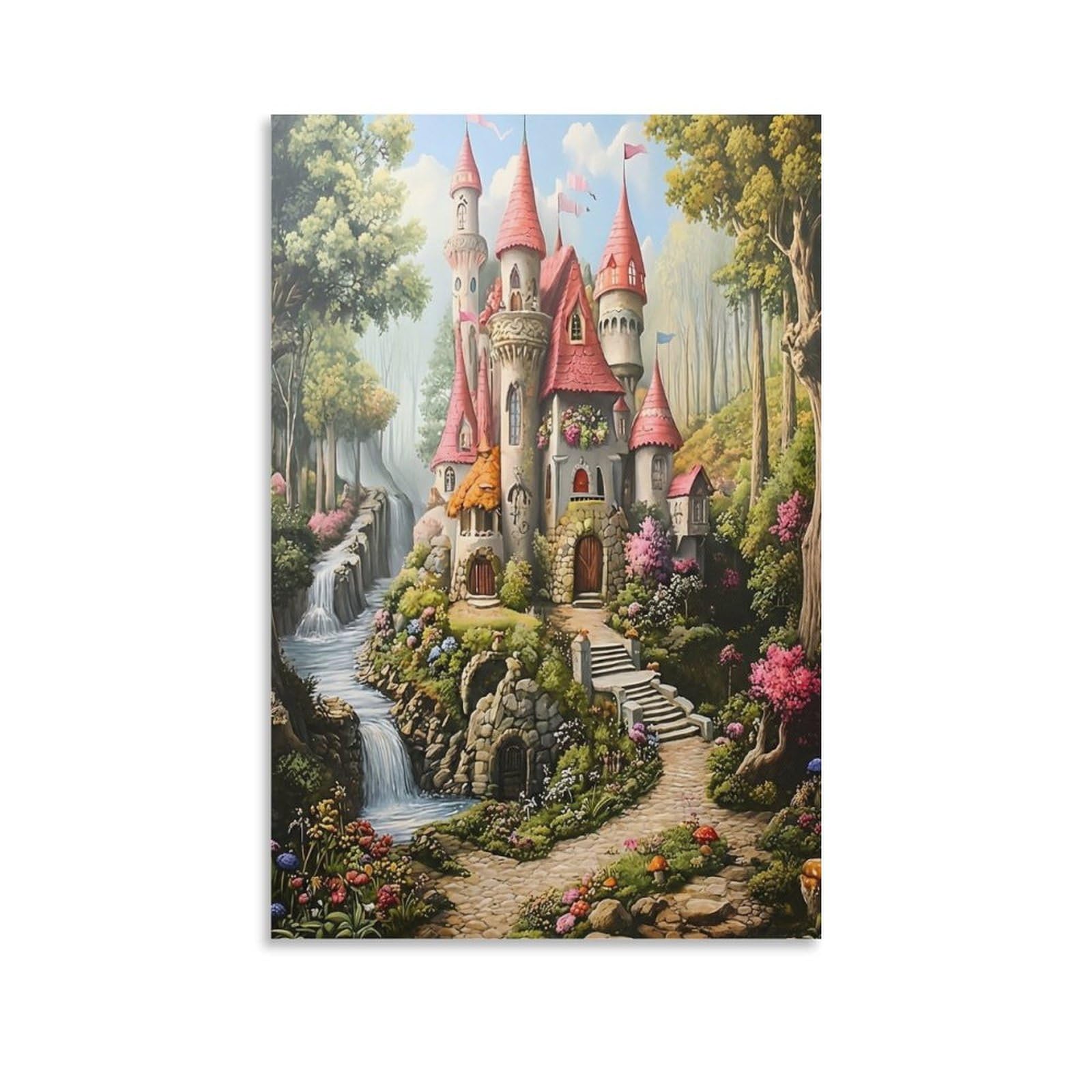 DHBANEIOK Fantasy Castle Scene_1 Poster Artwork Canvas Prints Picture Modern Canvas Wall Art Picture Wall Hanging for Bathroom Wall Decor 16x24inch(40x60cm)