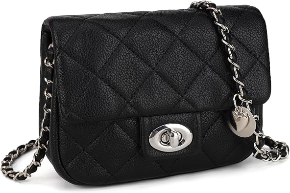 Quilted Leather Crossbody Bags for Women, Mini Purses with Chain Strap | Trendy Shoulder Purses for Teens Girls, Small Satchel Handbag