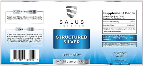 Miniatura 8 de Salus Defense Structured Silver Liquid - Suplemento diario de apoyo inmunológico con tecnología avanzada de plata estructurada de 15 ppm, totalmente