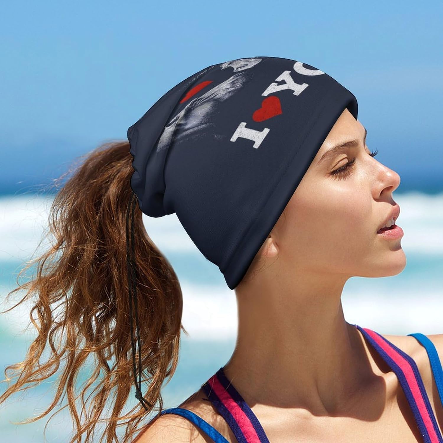 I Love You Hippo Print Neck Gaiter Multifunctional Face Mask Windproof Head Wrap for Men Women