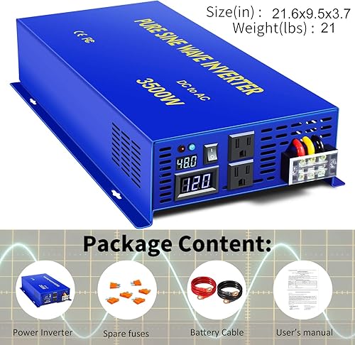 Miniatura 7 de XYZ INVT Inversor de onda sinusoidal pura de 3500 vatios de 48 V a 110 V 120 V CA convertidor de potencia de 7000 W para sistema solar 3500 W 48 V