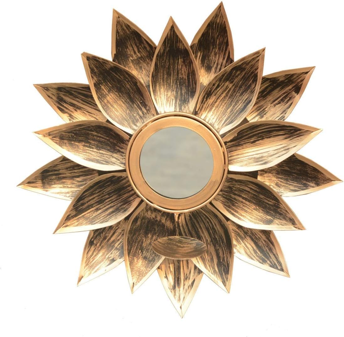 Webelkart Wall Delight Mirror Wall Sconce Tealight Holder (12 Inch; White, Golden)