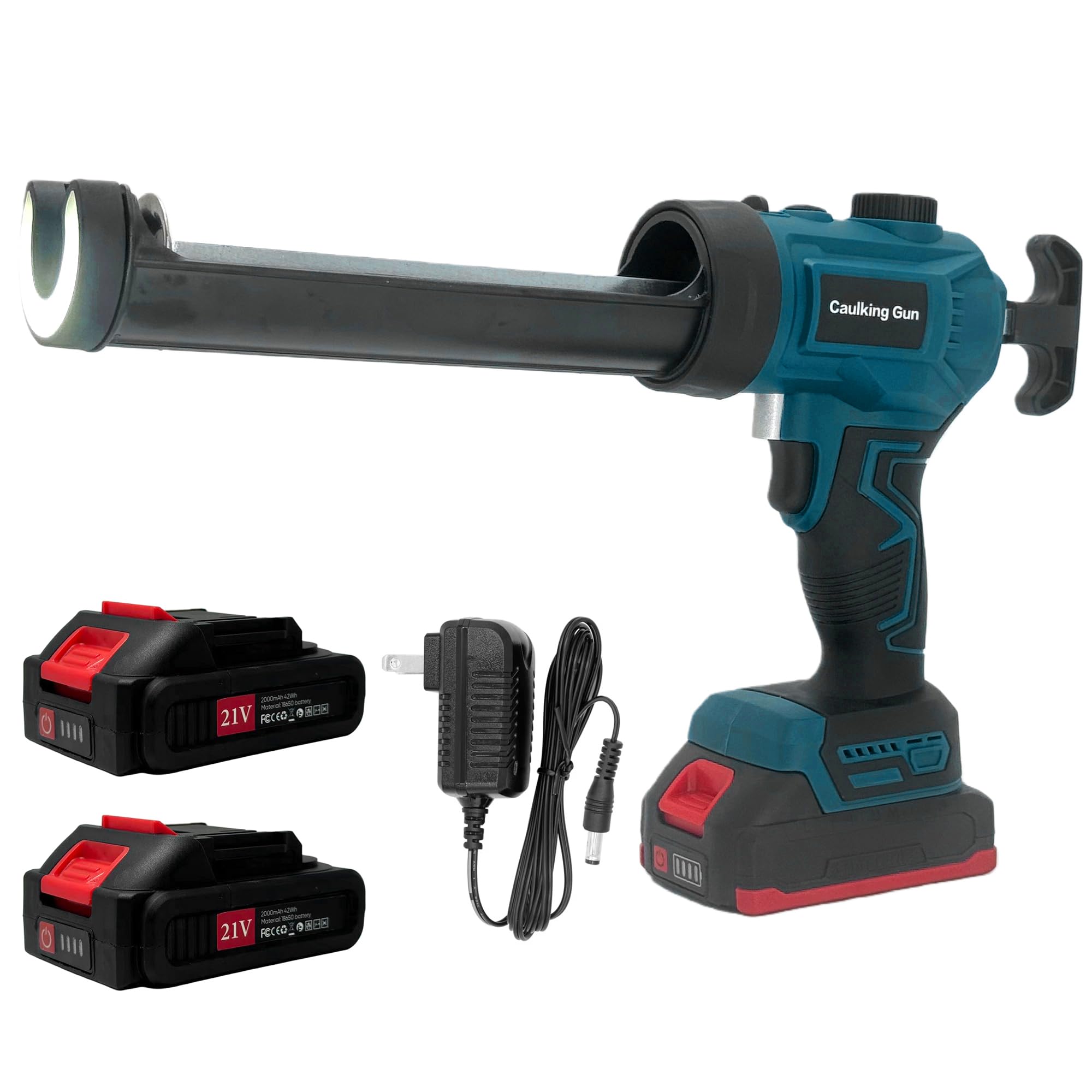 Pistola Silicona Bateria, Regulación de Velocidad Continua, Luz LED, Pistola Silicona Profesional para Cartuchos de 300 ml