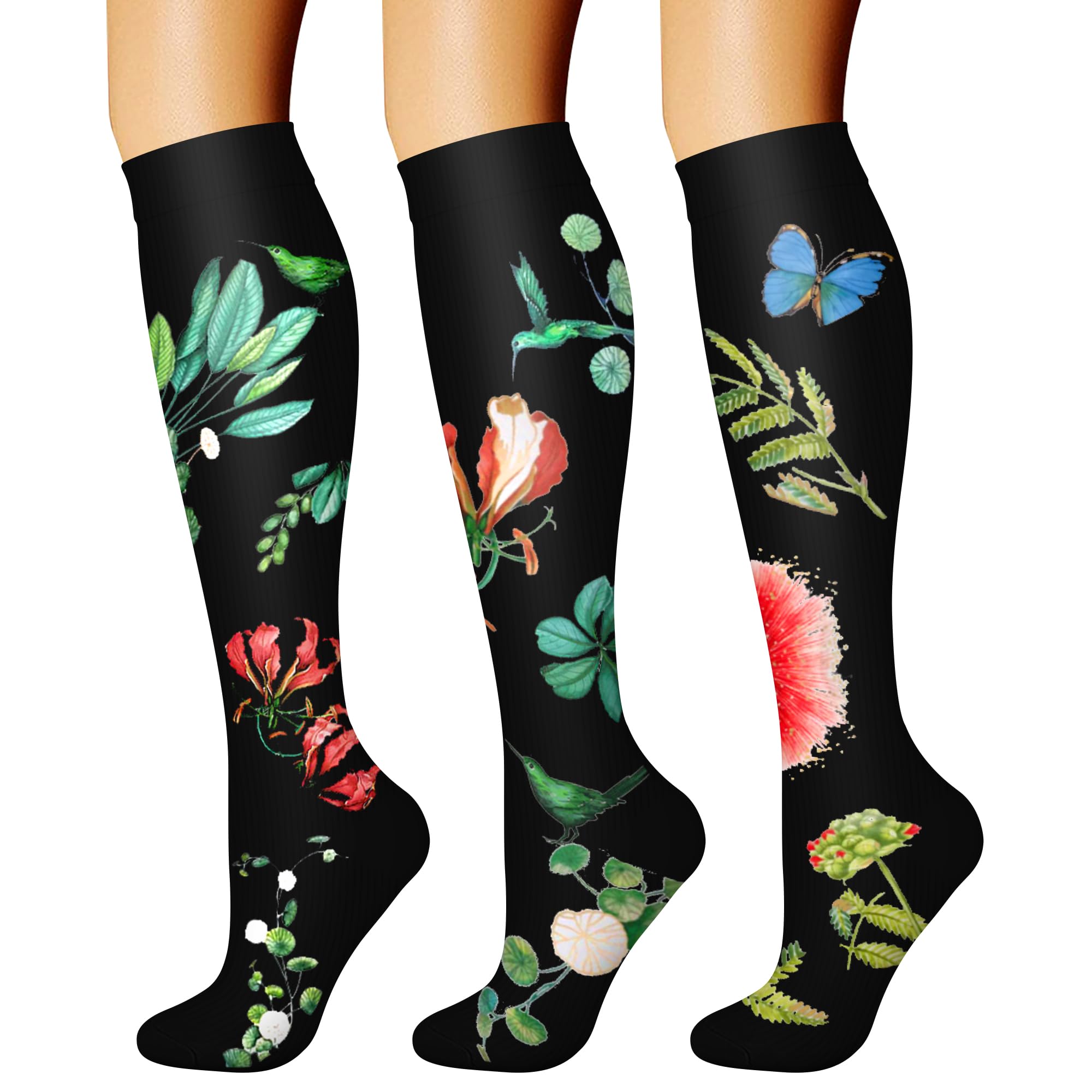 CHARMKING Compression Socks for Women & Men Circulation (3 Pairs) 15-20 mmHg is Best Support for Athletic Running Cycling