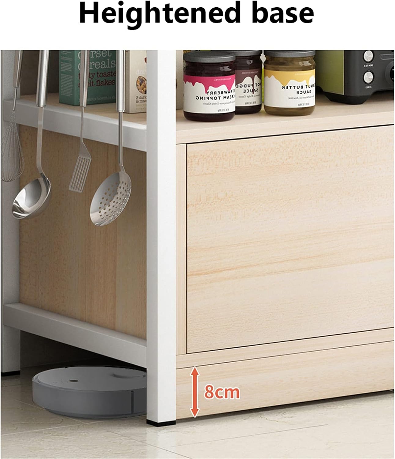 XIONGGG Microwave Oven Stand, 5 Tier Kitchen Utility Storage Shelf, Standing Baker's Racks, with 3 Doors, 12 Hooks, Multiuse Organizer Cabinet,100x 34x 158cm : Home & Kitchen