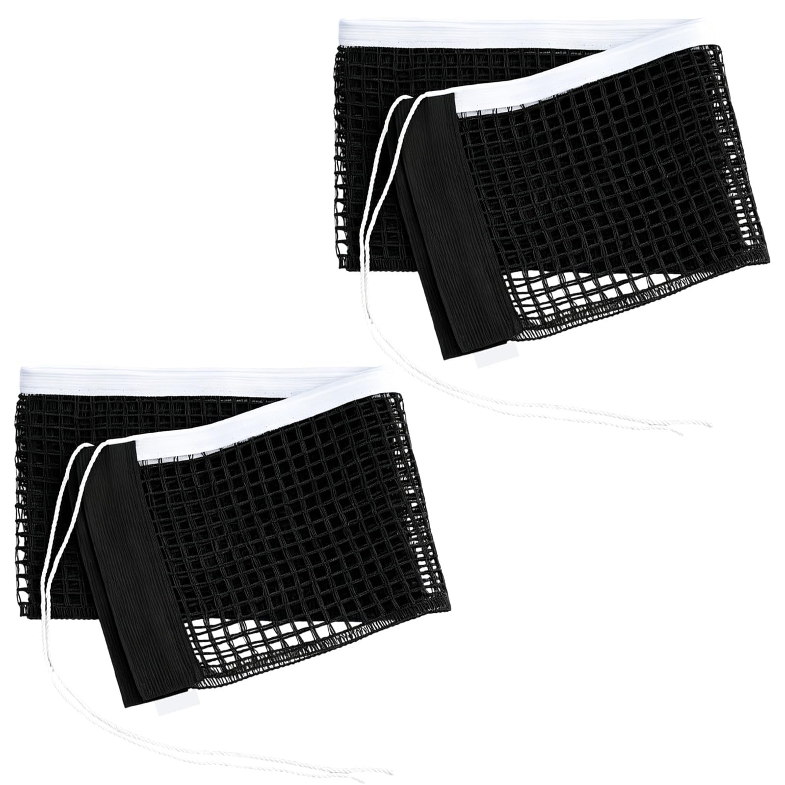 Juego de 2 Redes de Tenis de Mesa de poliéster– Red de Repuesto para Ping Pong sin Soporte – Red portátil y Universal, fácil de Montar (Negro)