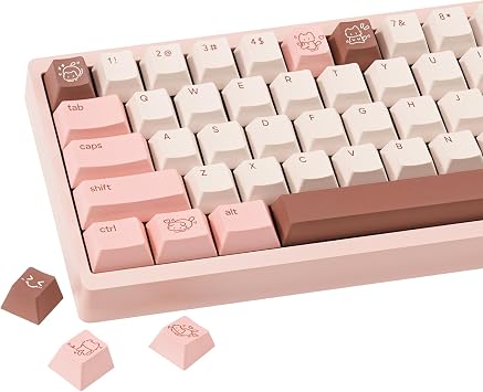 Marshmallow Theme PBT Keycaps 134 Keys - Five-Sided Dye-Sublimation Cherry Profile Keycap, Custom Cute Cat keycaps for Cherry MX Mechanical Keyboards 60% 75% 100% Pink