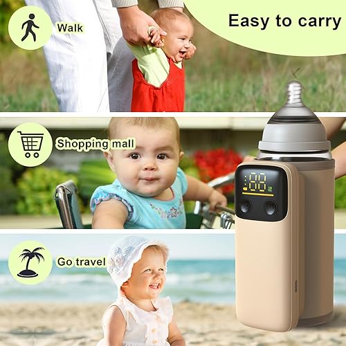 Miniatura 6 de Calentador de botellas portátil para viajes, calentamiento rápido, calentador de botellas de viaje con pantalla de temperatura alimentado por