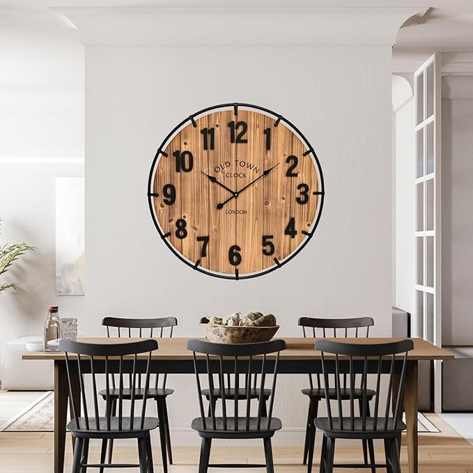 Reloj de Pared Rústico 30 Pulgadas Madera Metal miniatura 6