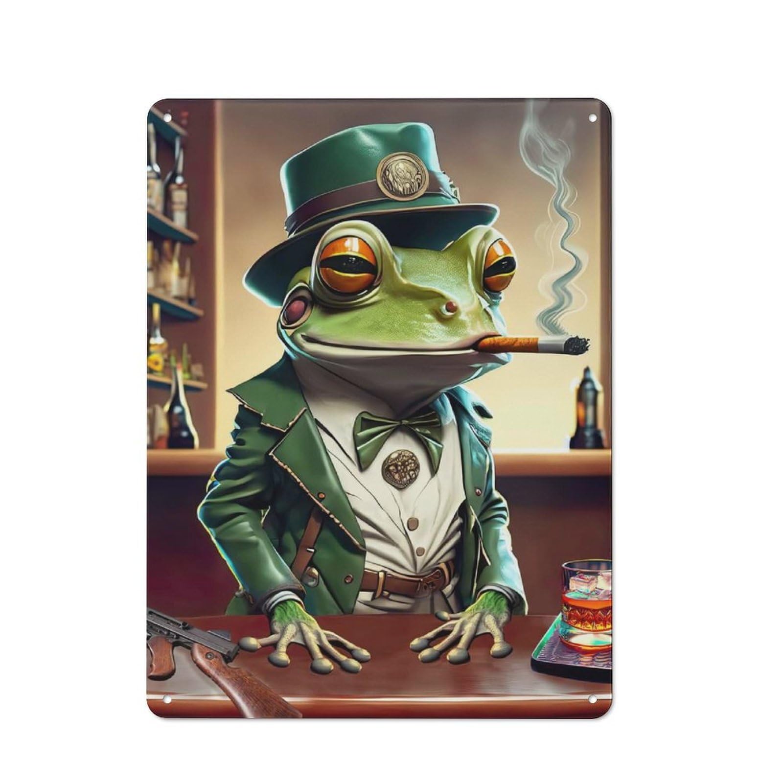 Junmoney Mobster Frog Retro Metal Plaque 40X30cm For Garage Or Workshop, Housewarming Wall Decor For People Furnishing Garage And Workshop