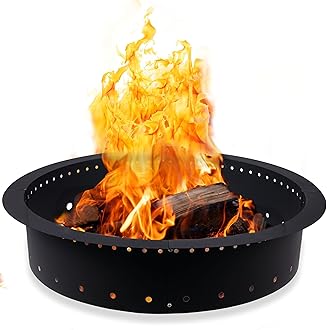 Iron Forge Tools Fire Pit Ring 48 inch Outer/42 inch Inner - Heavy Duty Metal Smokeless Round Fire Pit Insert Liner for Outdoor - (48x42x10 Inch) - Patent Pending