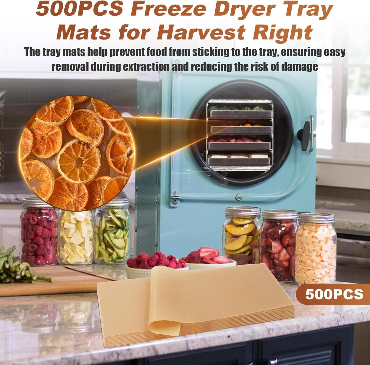 500 Pcs Parchment Paper Sheets for Harvest Right Freeze Dryer, Parchment Paper Sheets-Freeze Dryer Tray Mats for Harvest Right, Freeze Dryer Accessories for Medium Trays Pre-Cut Mats (17" x 6.8")