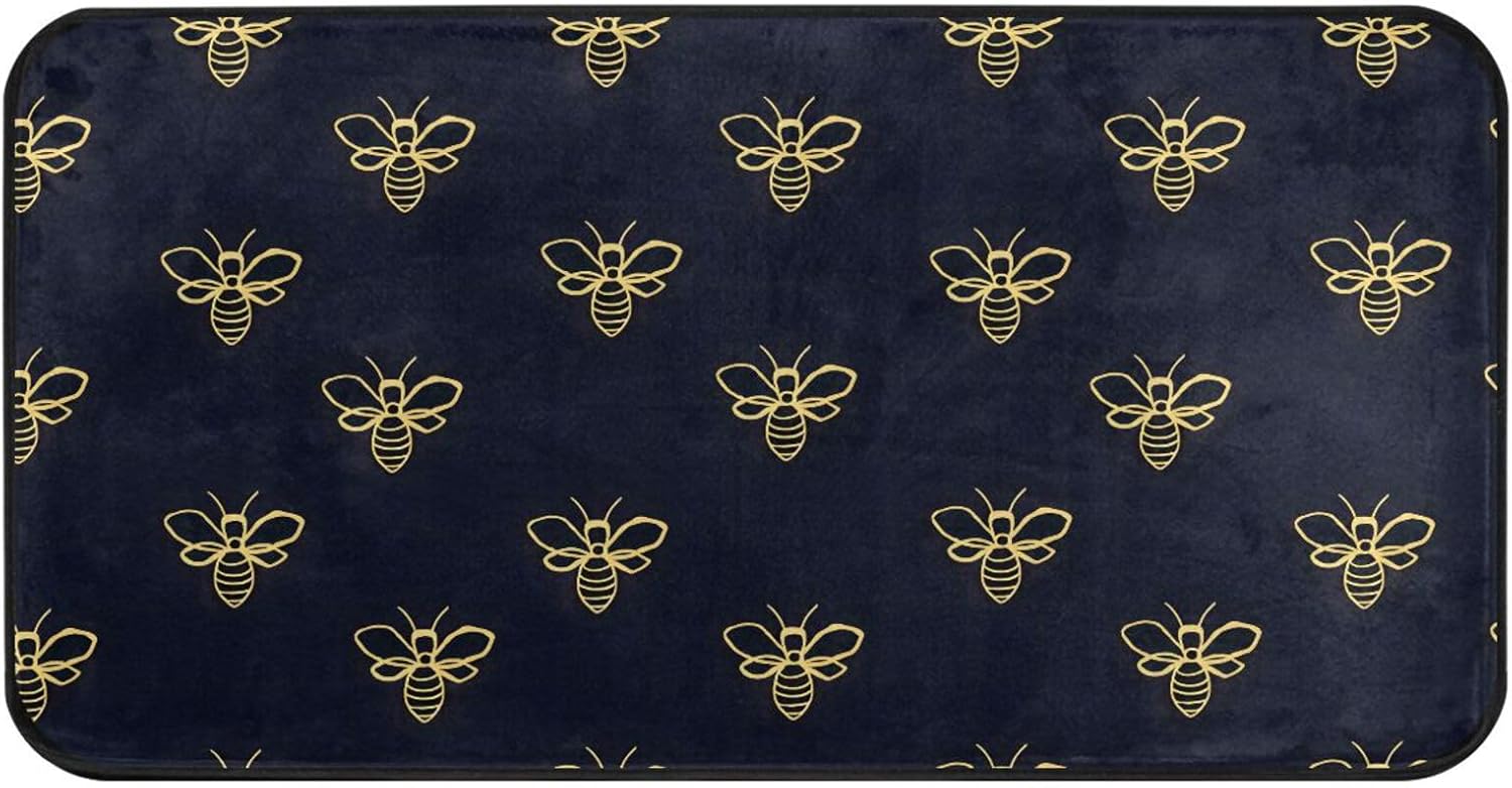 ALAZA Kitchen Rugs Door Mat Bath Mats Area Rugs Floor Non Slip Washable Butterfly Purple Flower for Bedroom Living Room 39×20in (D6)