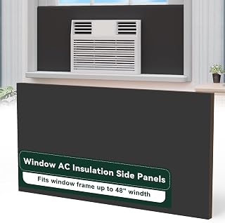 Flehomo Window AC Side Panel, Extra Wide Full Surround Insulation Window Air Conditioner Foam Panels, Insulated Side Panels Kit for Window AC Units for Winter and Summer, Black