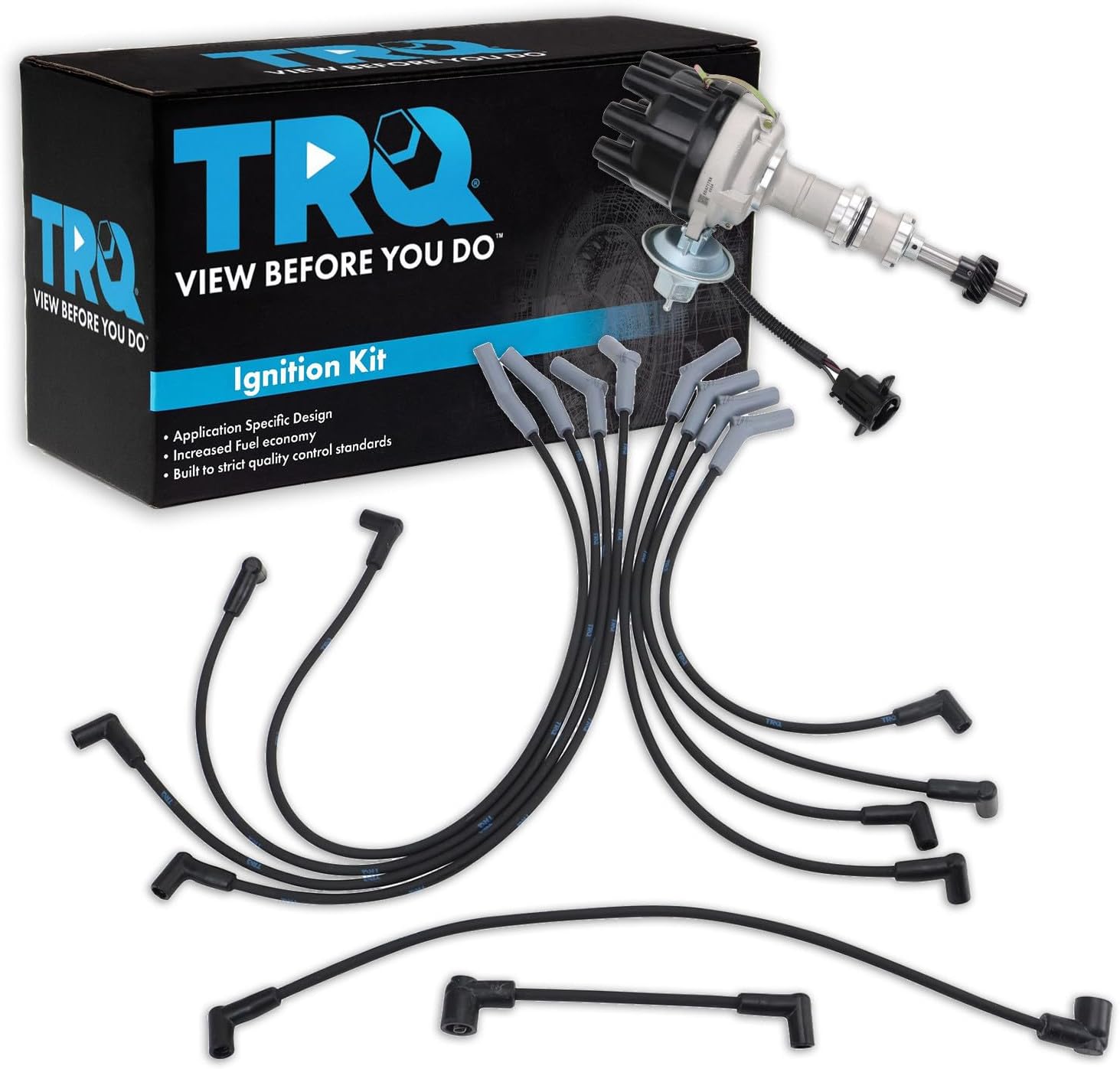 TRQ Ignition Coil Kit 2 Piece Compatible with 1978-1984 Ford F150 F100 Econoline Mustang F250 Ranchero Thunderbird Bronco 1978-1983 Lincoln Continental Town Car 1978-1985 Mercury Cougar Grand Marquis