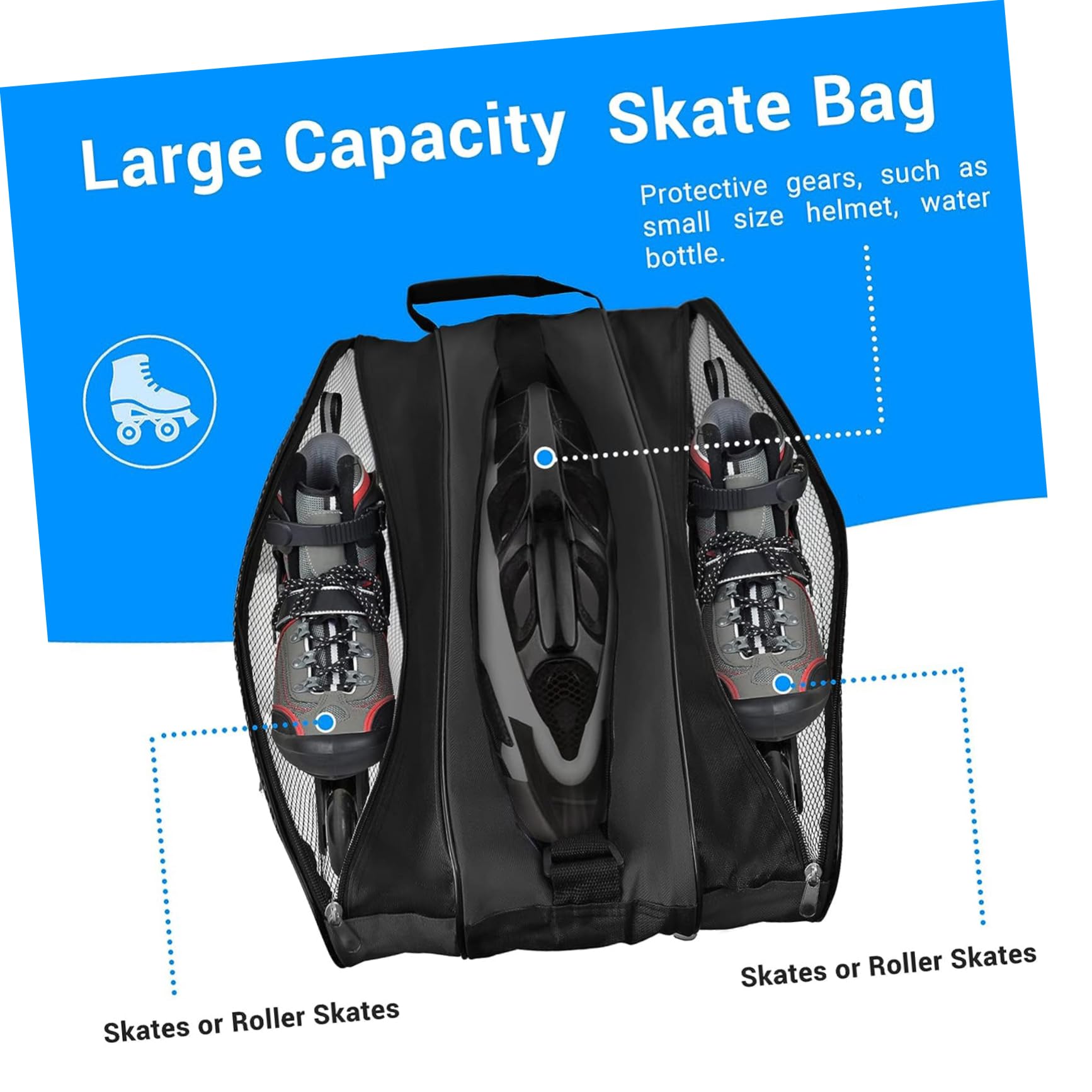 Borsa Porta Pattini a Rotelle da Ghiaccio 2 Pezzi Cerniera Oxford Resistente, Design Multistrato per Skate e Scarpe, Tracolla Pratica per Sport Outdoor e Trasporto Pattinaggio