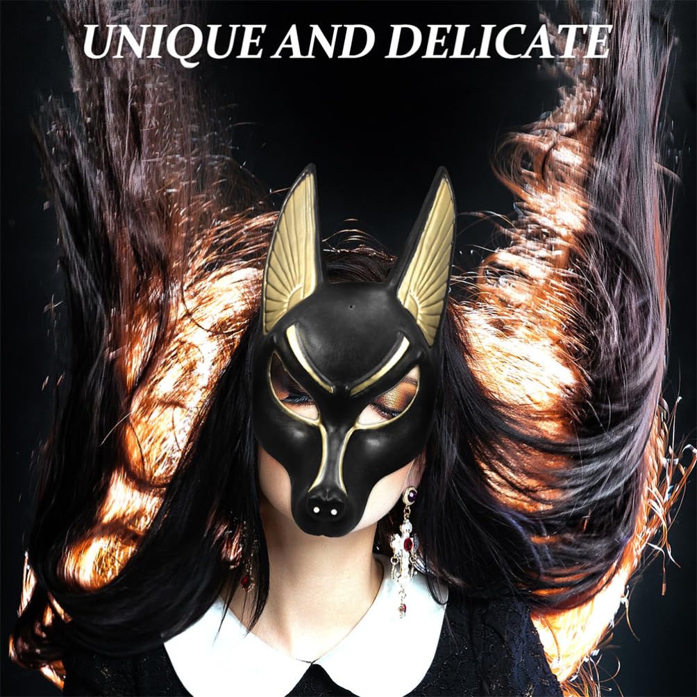 Didiseaon Anubis Mask Egypt Party Cosplay: 2pcs Halloween Masks Adult Black Face Mask for Masquerade Themed Party Props Fancy Dress Costume Accessories - Image 3