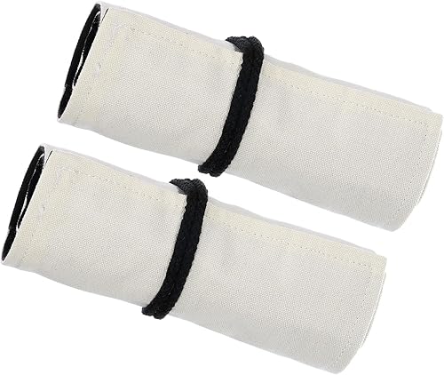 PATIKIL Estuche enrollable hecho a mano con 36 ranuras, paquete de 2 bolsas de lona para lápices, organizador para dibujar, colorear, bocetos,