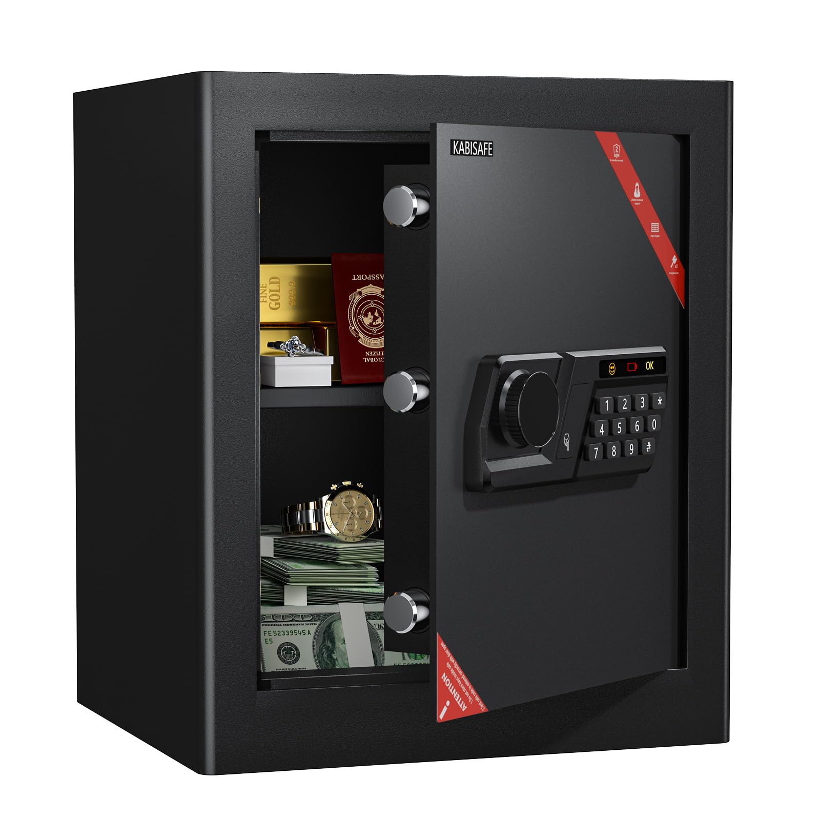 KABISAFE Safes for Home, Safe Box locker with Digital Keypad Large Safes, 45L Home Security Safe Floor Security Cabinet Office Hotel Business Document Jewelry