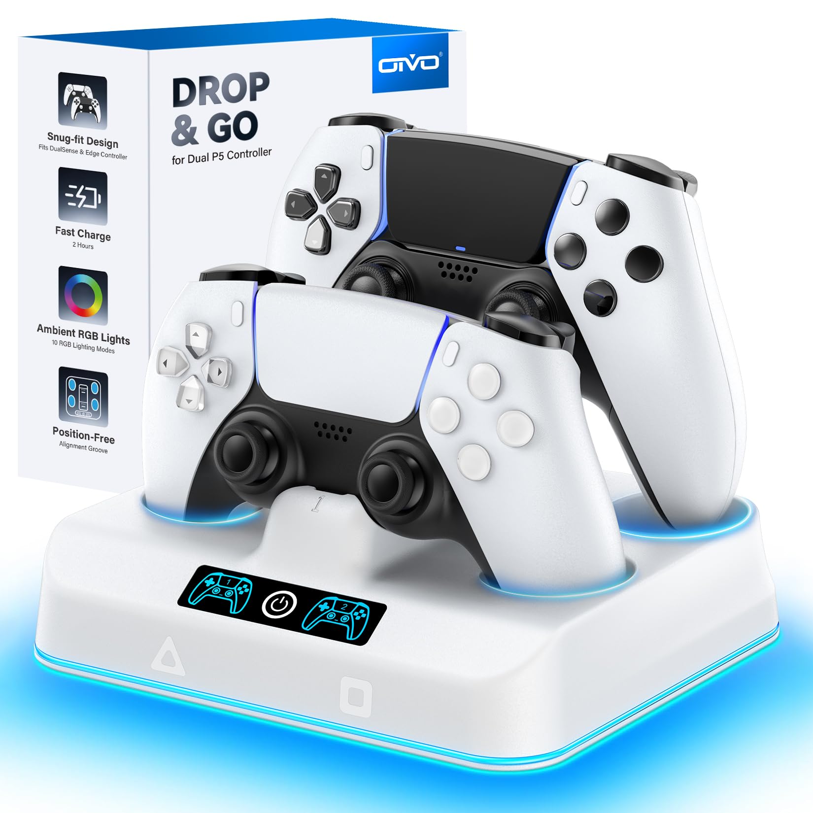 PS5 Controller Charger Compatible with DualSense/Edge Remotes