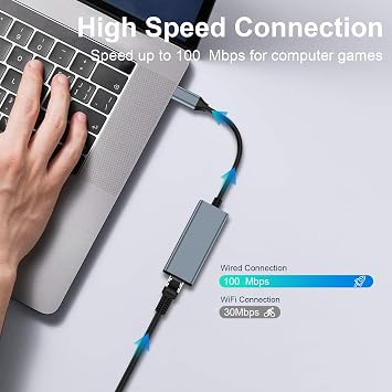 USB C to Ethernet Adapter, Driver Free RJ45 to USB C, 100Mbps Type-C Ethernet LAN Network Adapter for MacBook Pro/Air,for iPhone 15 Pro/Max, for Dell XPS, for Galaxy S8-S23