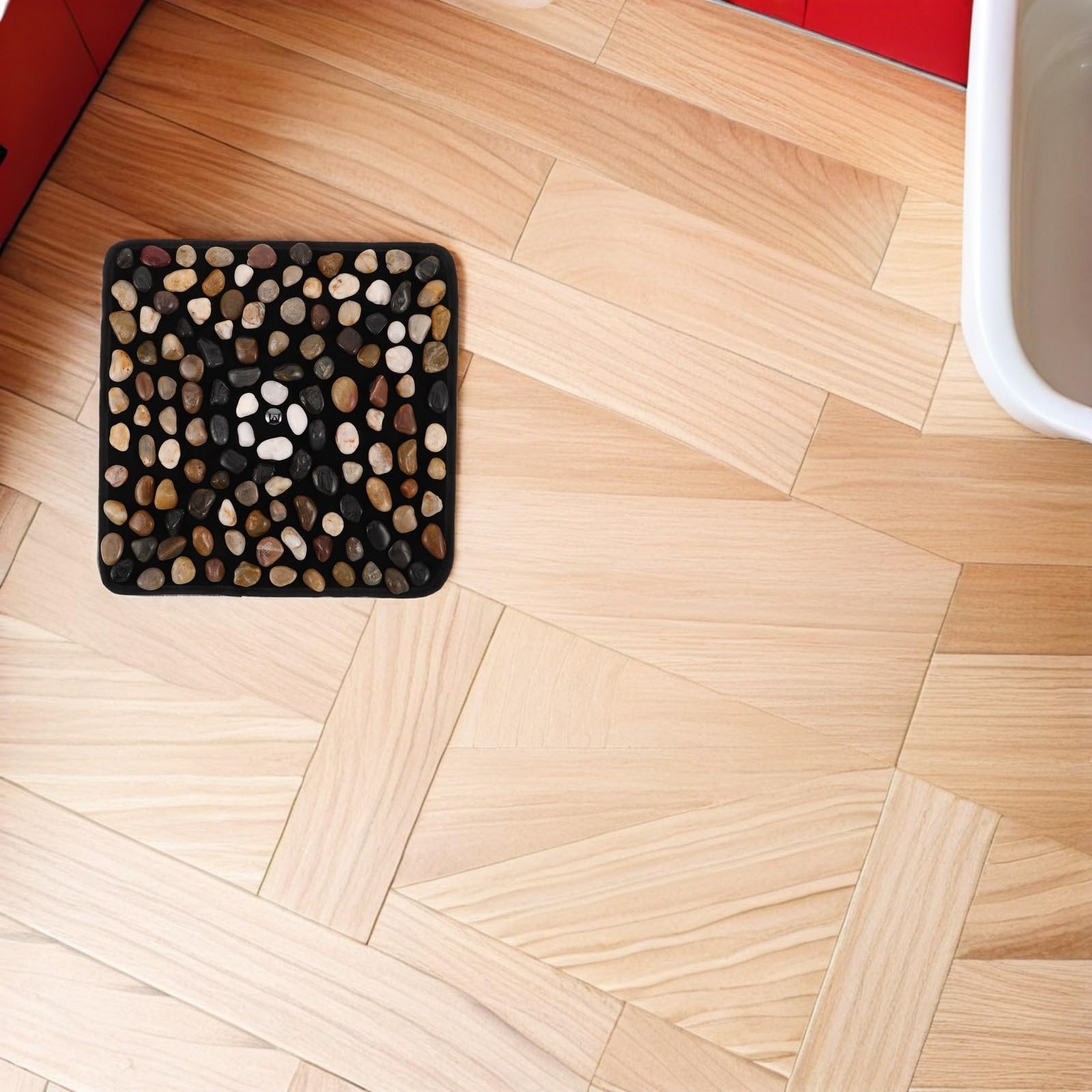 Kichvoe Alfombrilla de Baño Antideslizante de Piedras Naturales Masaje Relajante y Diseño en Patrón de Guijarros para Bañeras y Ducha Hogar