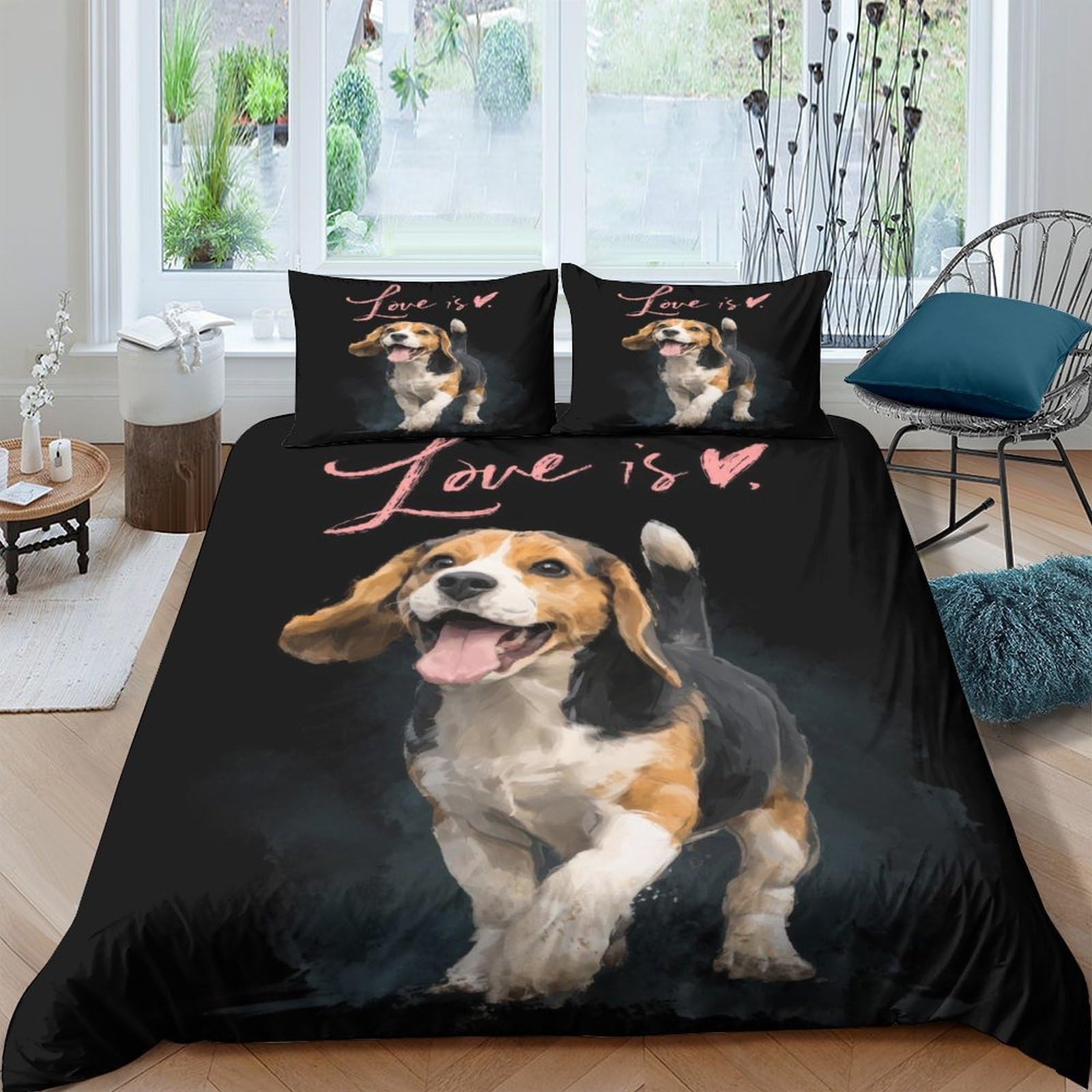 Ctjqhvkz Style-7 3D Printed Beagle Dog Fitted Sheet Microfiber Soft Black Animal Pattern Mattress Cover For Bedroom Dorm Decor Single（135X200cm）