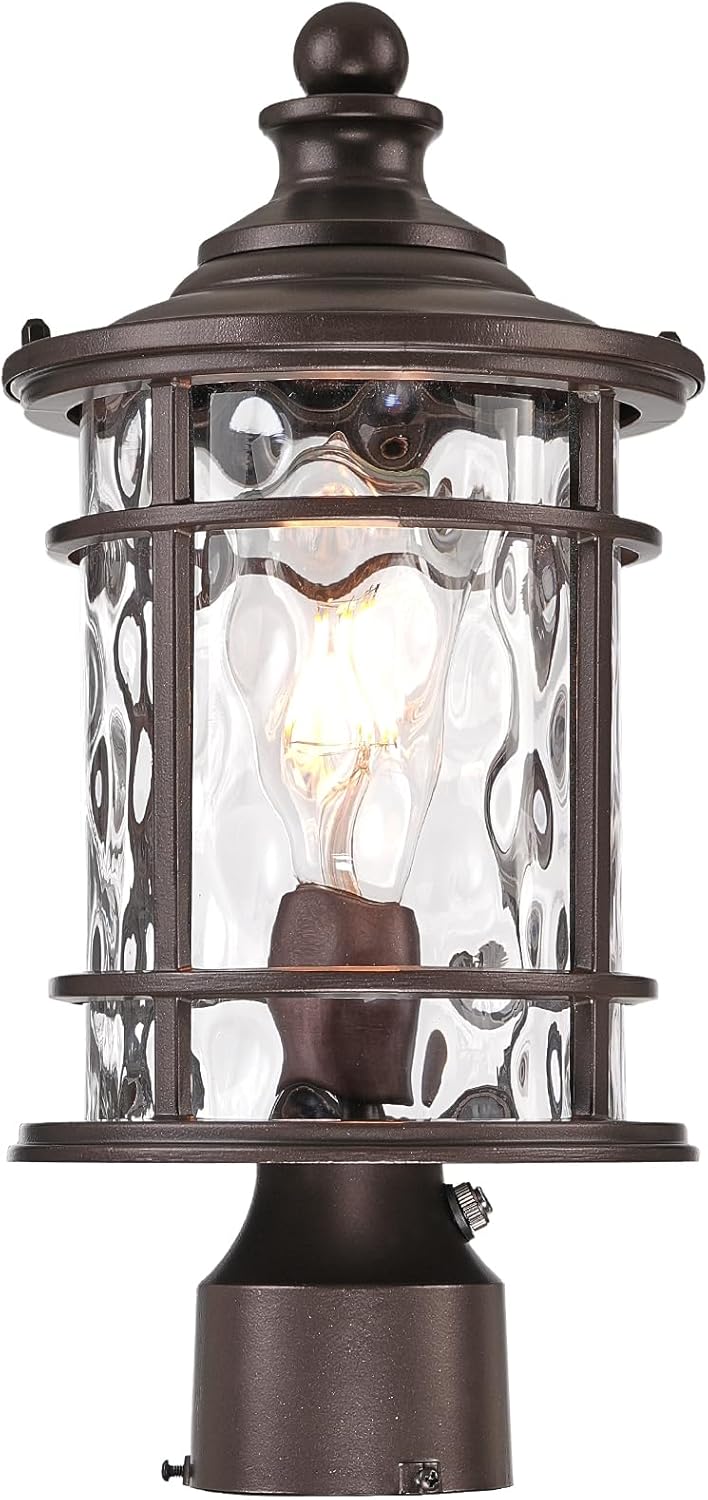 Dusk to Dawn Outdoor Post Lights Waterproof Aluminum Lamp Posts Outdoor Lighting 15 Inch Height ORB Finish Pole Lights for Yard Patio Pathway Garden E26 Socket
