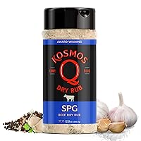 Vista 1 de Kosmos Q SPG BBQ Dry Rub, mezcla de ajo y sal atrevida con azúcar de caña orgánica, condimento de barbacoa para pechuga, pollo, filete, costillas
