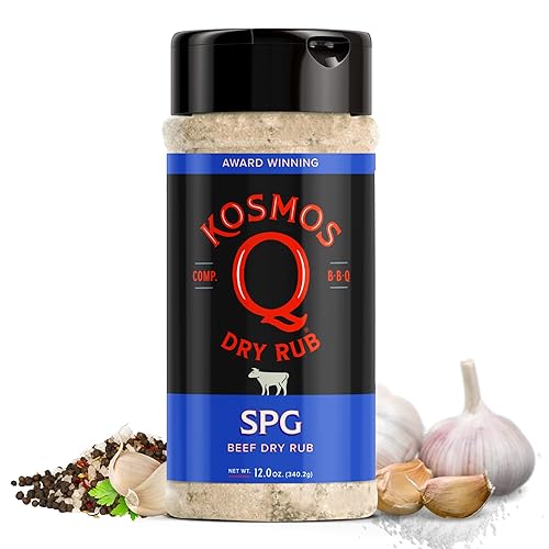 Kosmos Q SPG BBQ Dry Rub, mezcla de ajo y sal atrevida con azúcar de caña orgánica, condimento de barbacoa para pechuga, pollo, filete, costillas,