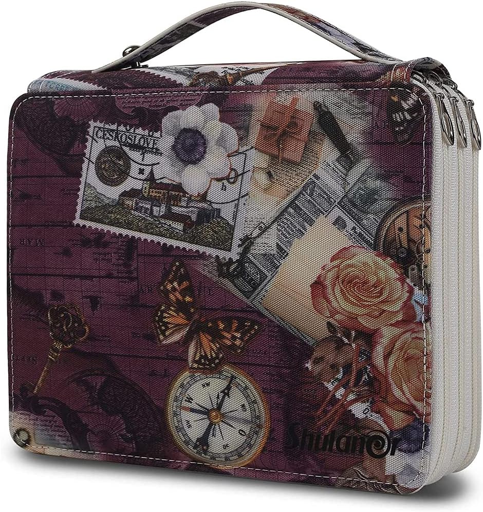 Shulaner Colored Pencil Case With Zipper 120 Slots Waterproof PU Leather Pencil Case Organizer Organizer For Artist, Silver, Mirror Reflective Gradient Design - View #7