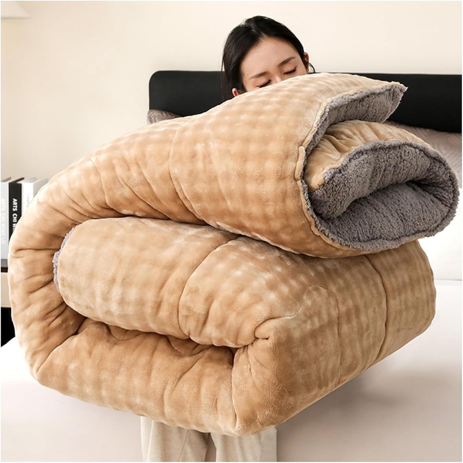Super Warm Lamb Quilt Winter Blanket, Lamb Cashmere Warm Quilt Core Thickened Double-Sided Plush Comforter for Cold Weather(Color2,200x230cm(5KG))