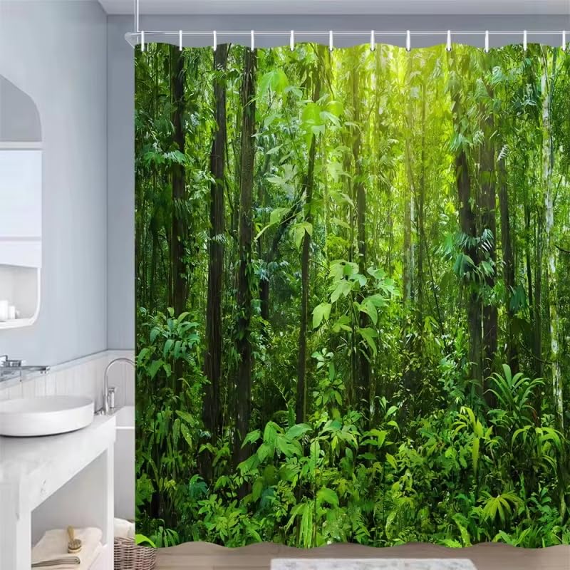 Rideau de douche jardin tropical pour remplacer un rideau trop court ou usé