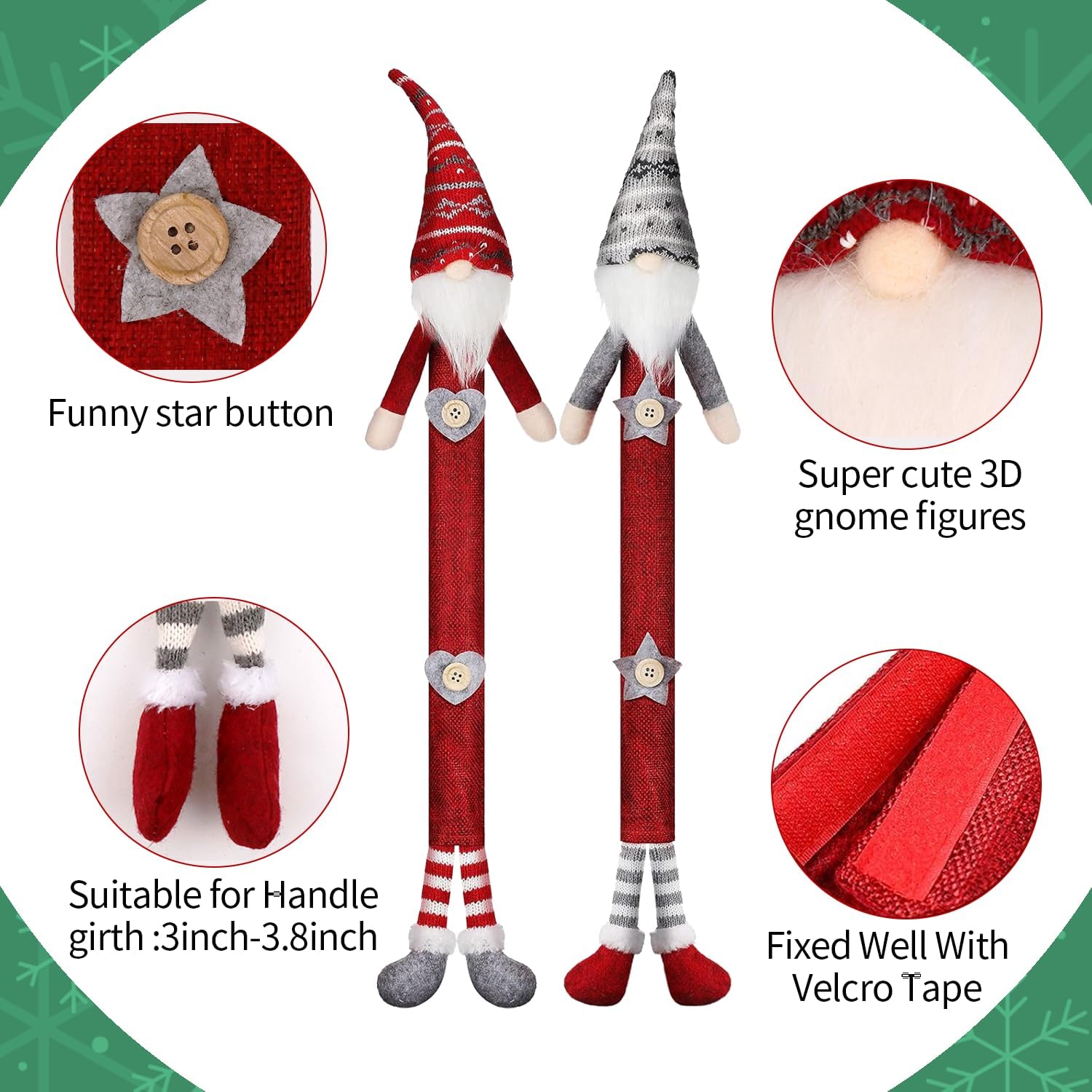 YIJXPOIN 6 Pieces Christmas Refrigerator Handle Covers Gnome Kitchen Decorations Refrigerator Door Handle Covers for Christmas Fridge Microwave Oven Dishwasher Handle Protector