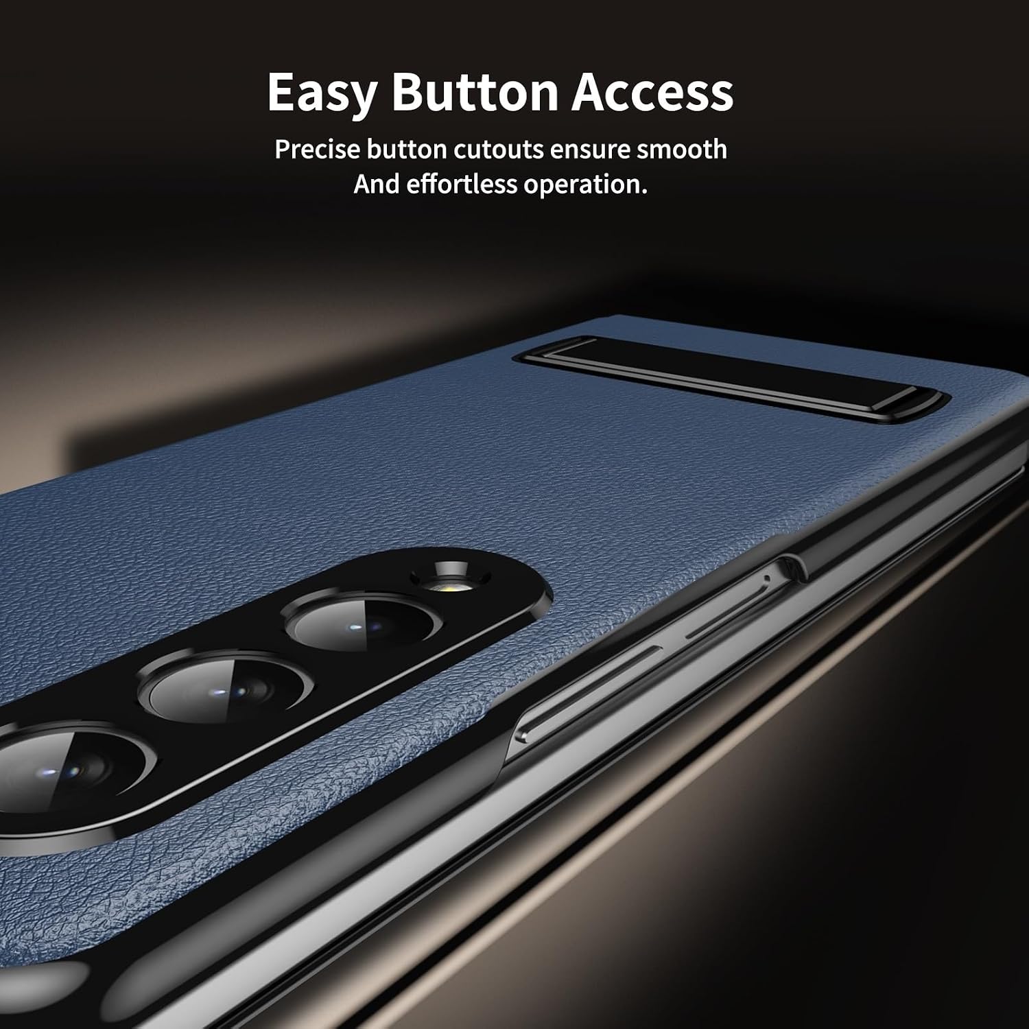 Compatible with Samsung Galaxy Z Fold 5 Case with Kickstand Magnetic Protective Cover Slim Leather Flip Case Full Body Shockproof Phone Case Compatible with Samsung Galaxy Z Fold 5(Blue S)