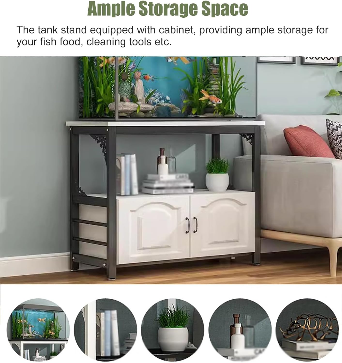 JYHHCYS Tank Stand for 10 20 30 Gallon Tank, Heavy Duty Home Aquarium Stands Terrarium Rack Holder with Cabinet Storage, Metal and Wood Fish Tank Table(Color:#2,Size:(LxWxH) 50x30x70cm)