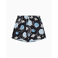 Emporio Armani Boxer da Bagno da Uomo, Guscio con Stampa Nera