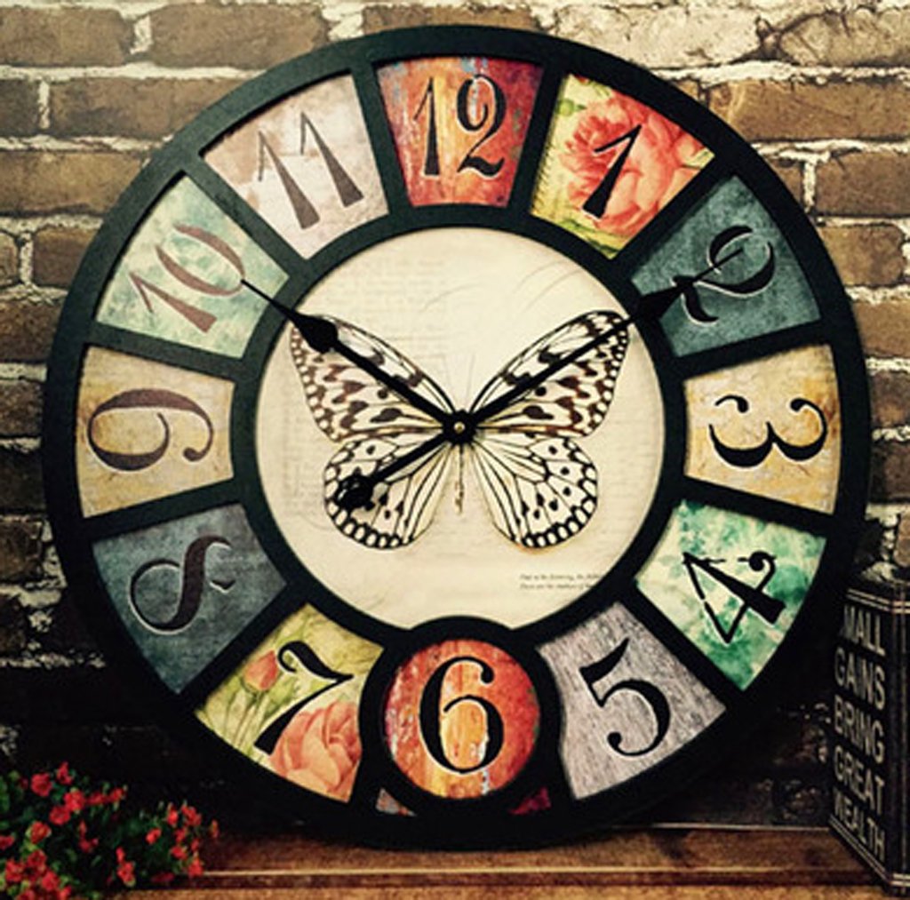 HYLR 38cmliving room wall clock Retro Industrial style Creative restaurant bar coffee shop decoration Wall hanging Watches and clocks