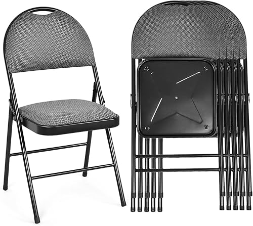 ARLIME 6 sillas plegables con asientos acolchados, silla plegable acolchada con agujero para asa, asiento tapizado, marco de acero, silla plegable