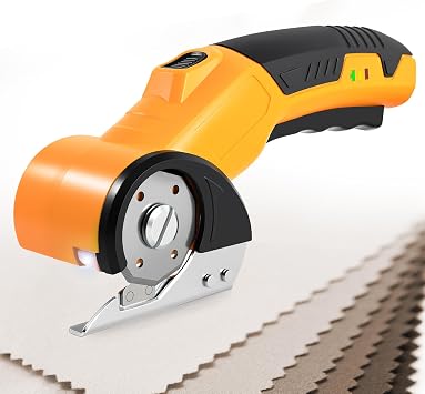 Cordless Electric Scissors, Cardboard Cutter with LED Lights Stainless Steel Blades, Low Noise Electric Box Cutter for Cardboard Cloth Leather Carpet