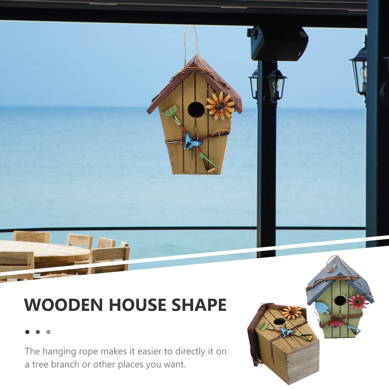 Generisch 2 Stück Holz Vogelhaus in Hausform für Wellensittiche und Kleine Vögel Vogelnest Dekoration für Garten und Innenbereich Stabile Holzqualität