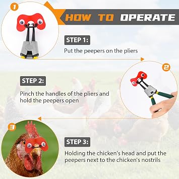 50 Pcs Pinless Peepers with Stickers, Pliers for Chickens | Pheasant Poultry Blinders, Anti-Pecking Glasses Funny Stickers Offered