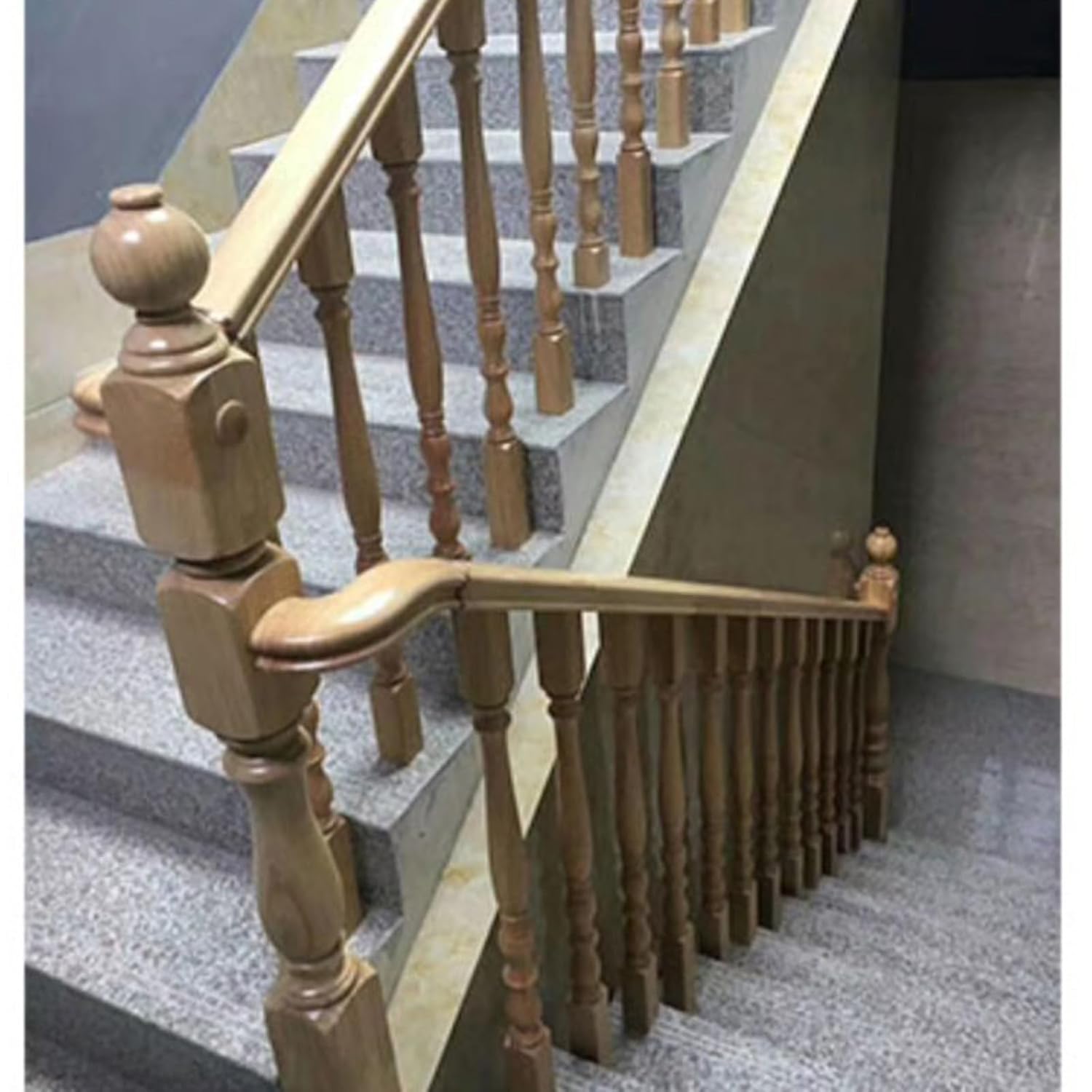 Stair Railing Indoor,37.4" Stair Balusters Post Wood Handrail,Modern Deck Stairs Guardrail Balustrade Spindle for Stairway, Floor Mount(2 Pack)
