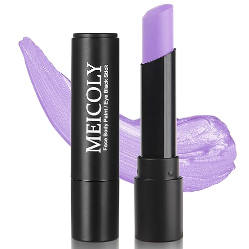 MEICOLY Pintura facial en barra de color morado claro, barra de pintura corporal lavanda crema, resistente al sudor, morado pálido, negro, para