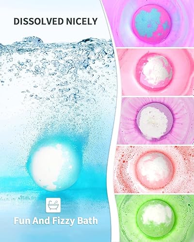 Miniatura 7 de Bombas de baño iluminadas con sorpresa en el interior, juego de regalo natural XL de 4.23 onzas, 6 con aceites esenciales, bombas de baño grandes