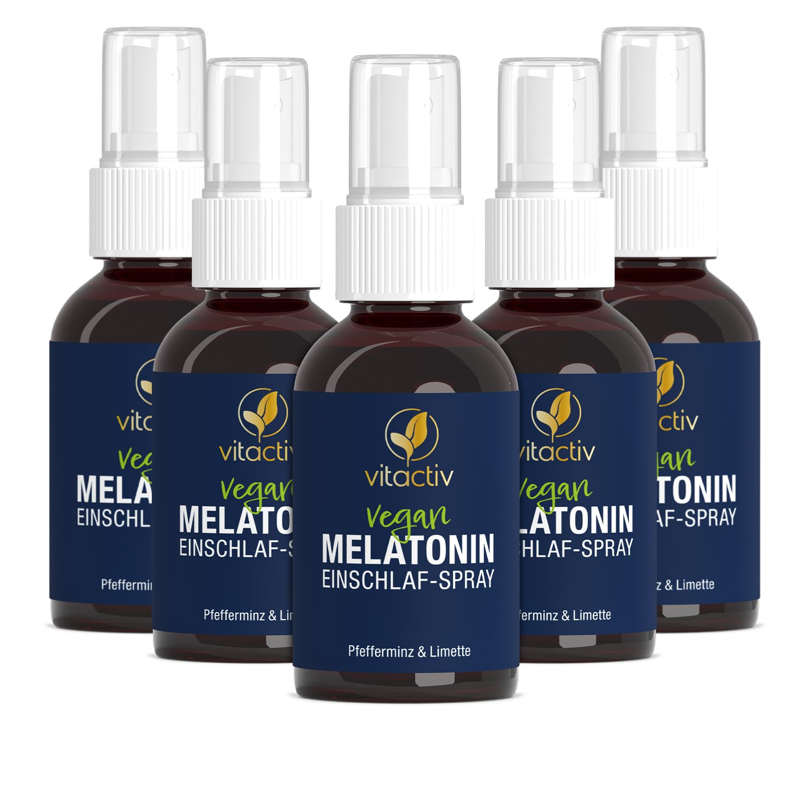 VITACTIV Melatonin Einschlafspray Pfefferminze & Limette 1925 Tage Vorrat Hochdosiert 250ml Sofort-Spray