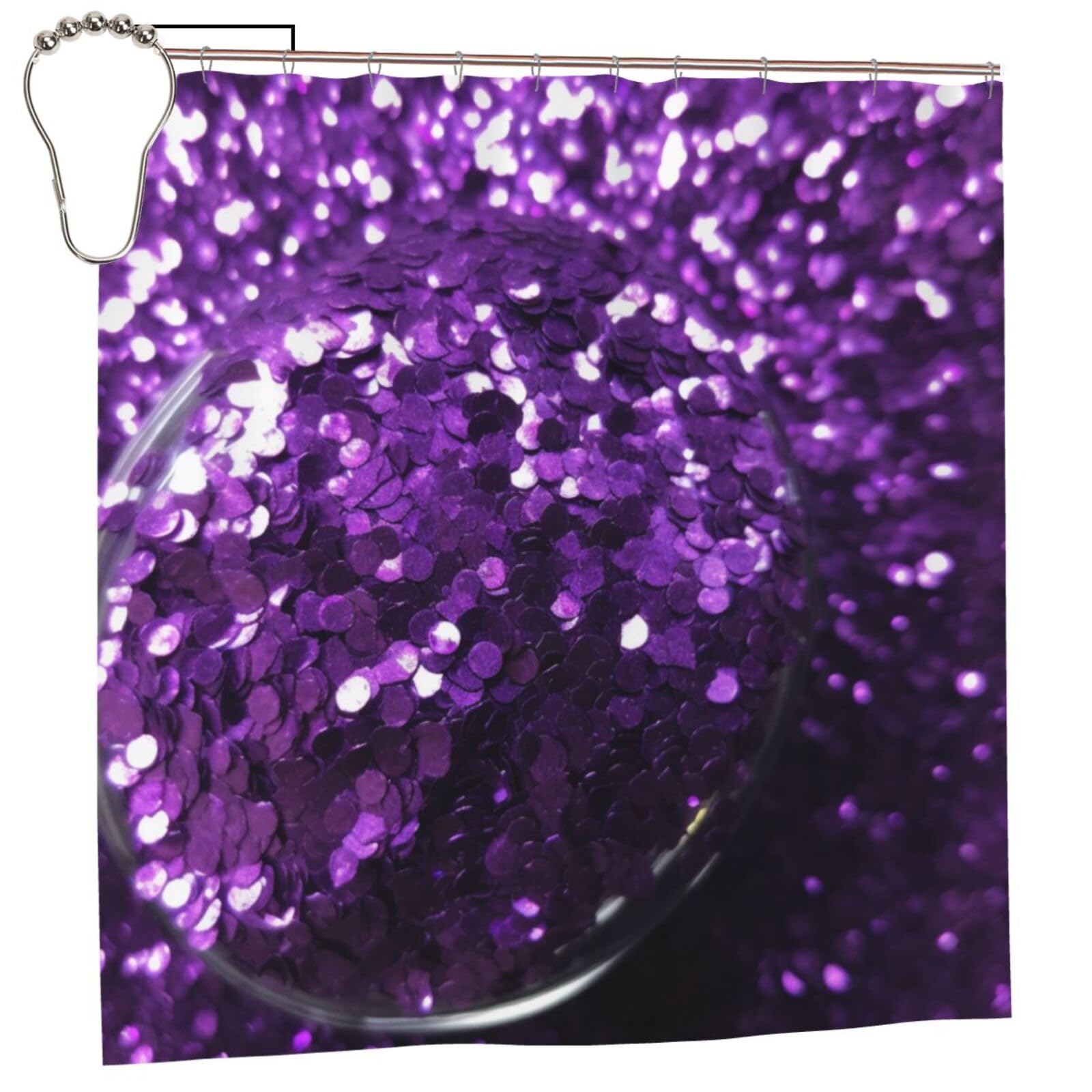 Rideau de douche imperméable lavable violet anti-éclaboussures 183x183cm avec crochets