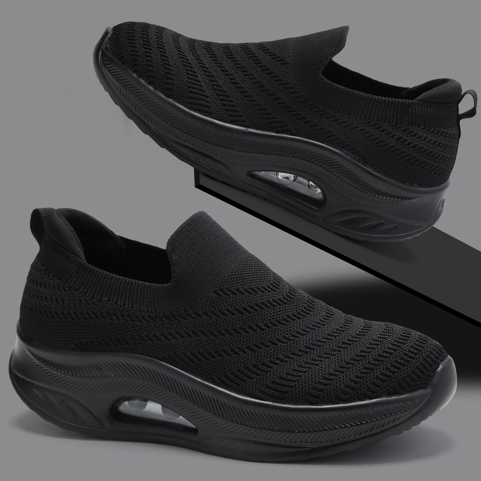 Myztra Baskets Femme Chaussures de Running sans Lacets Slip on Respirantes Légères Sneakers