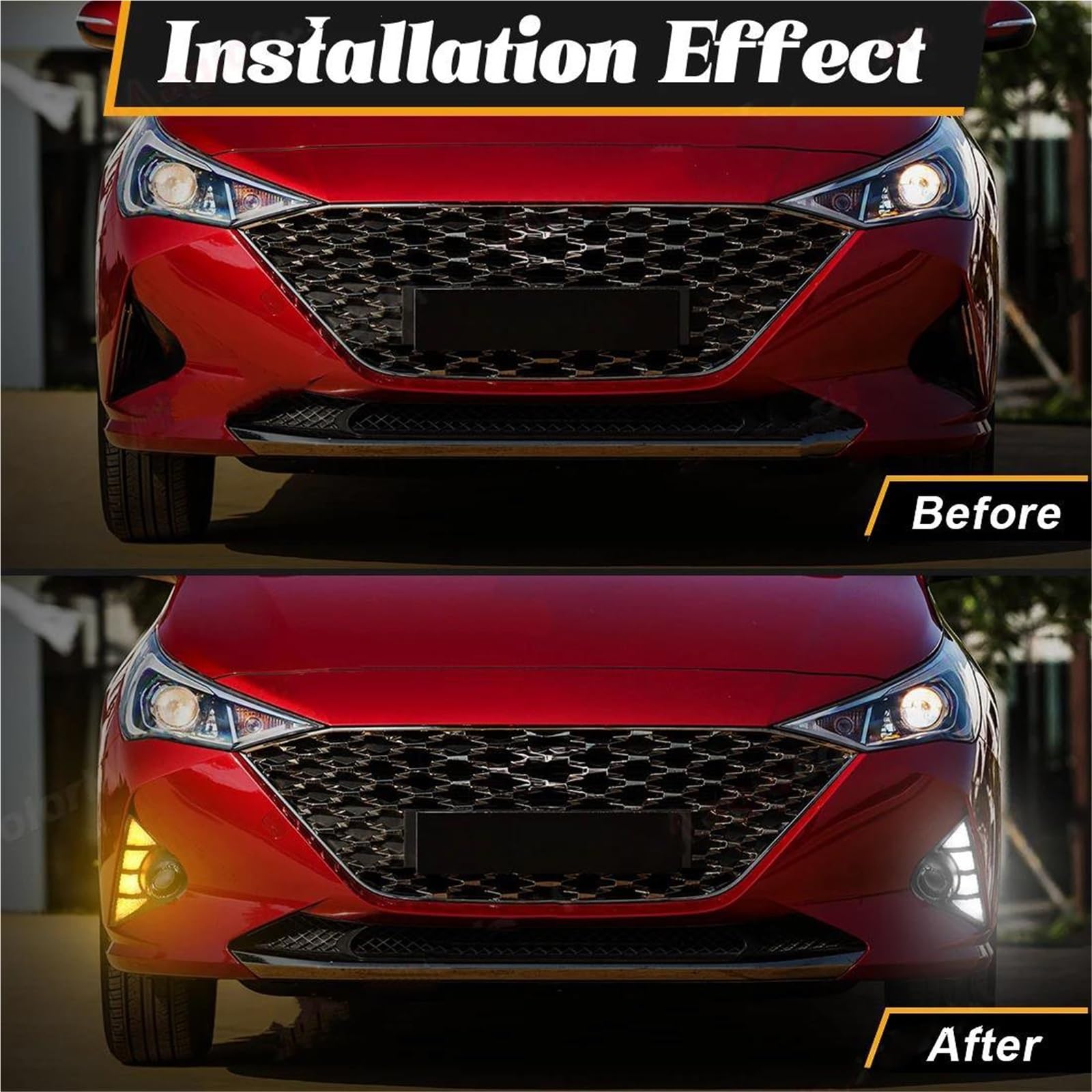 Genérico Faro Antiniebla Luces Diurnas LED DRL Para Hyundai Para Accent 2021 2022 2023 Parachoques Delantero Faros Antiniebla Intermitentes Blanco Amarillo Luz Antiniebla Delantera