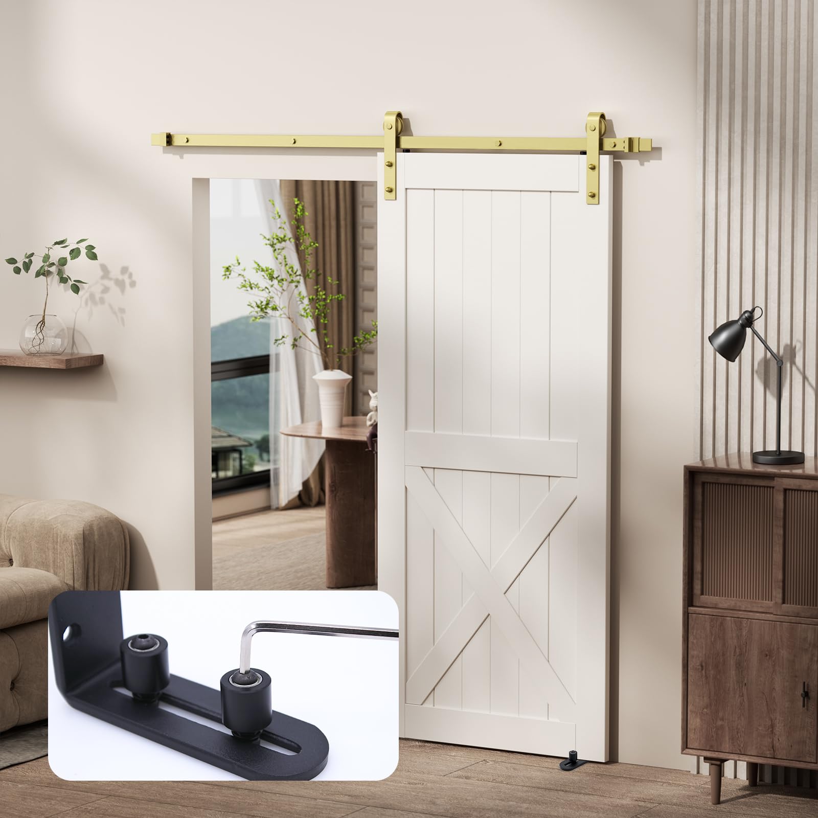 Schiebetür Bodenführung Einstellbar Bodenführung Wand/Tür Unterseite Schwarz Boden Rollenführung mit Schrauben, Metall Kohlenstoffstahl Schiebetür Führung für Schiebetür, Scheunentor